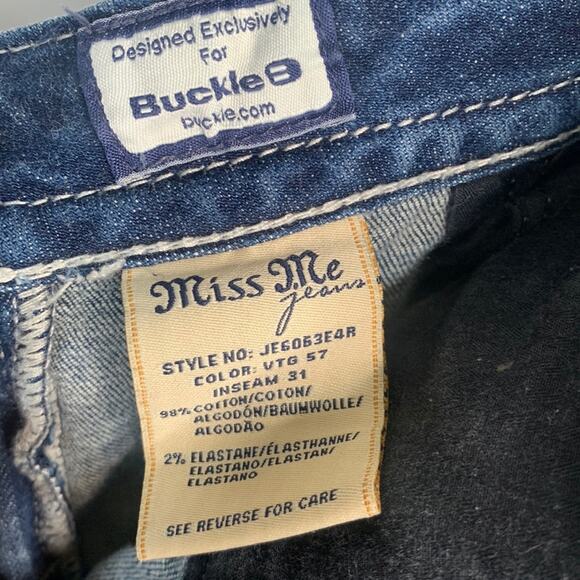 Miss Me Buckle Easy Boot Cut Stretch Bling Pocket Distressed Jeans W-860 Sz 28 - Picture 9 of 13